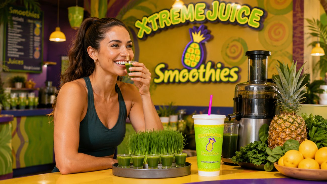 Fresh wheatgrass shots at Xtreme Juice Tampa